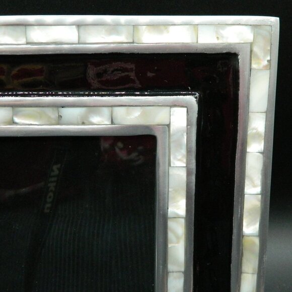 Julia Knight Silver & Black Frame with Mother of Pearl Inlay for 5" x 7" photo - Picture 3 of 9